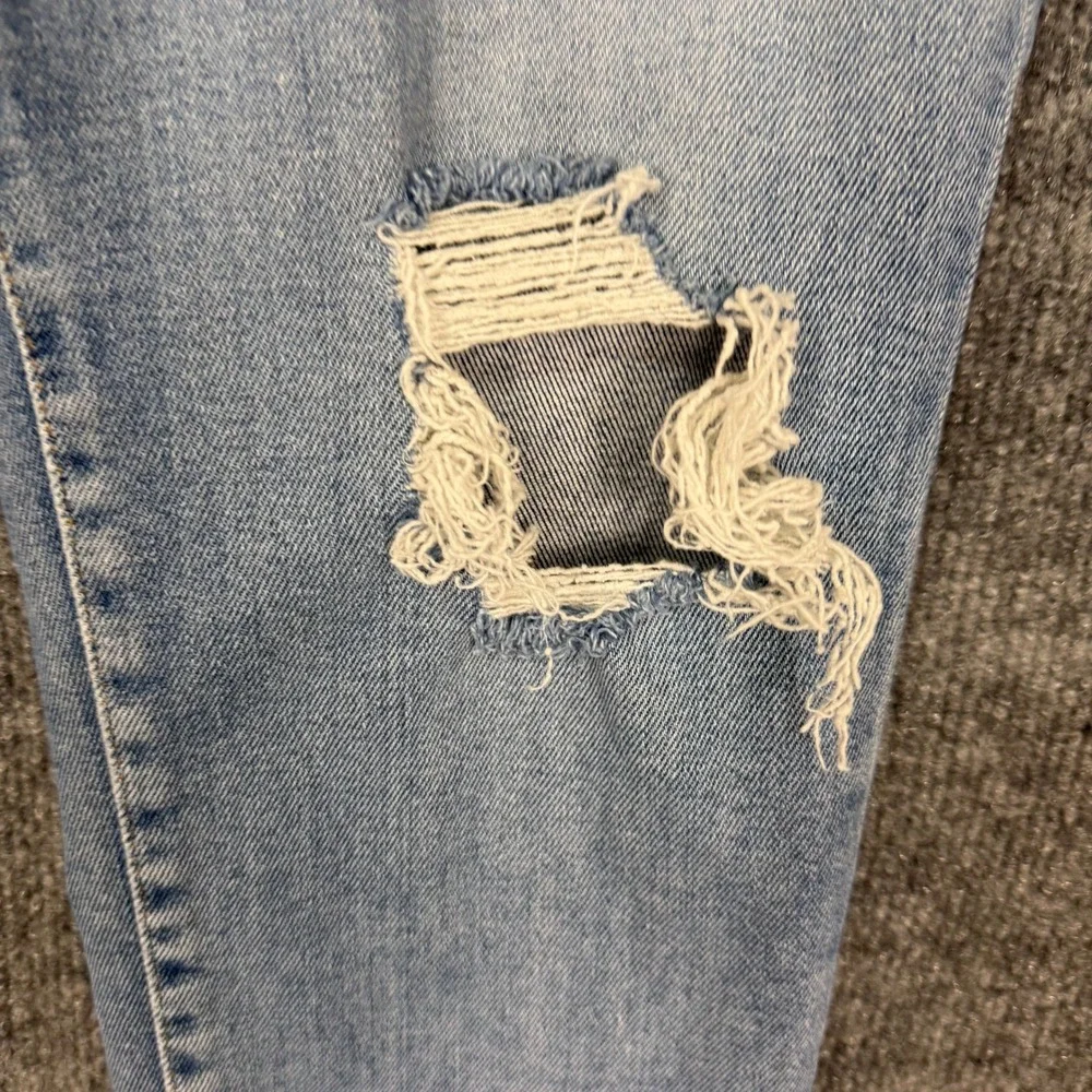 Current/Elliott Skinny Jeans Womens 31 Light Blue High Rise Distressed Knee